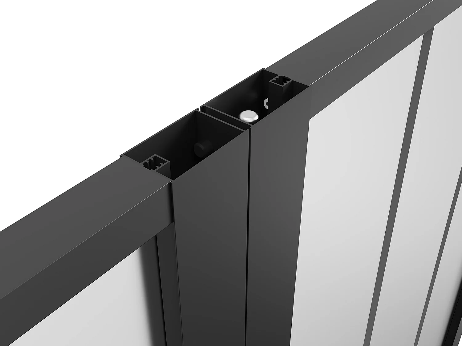 Bloc porte réversible à deux battants en aluminium et verre trempé dépoli style atelier - 2 x H204 x L83 cm - Noir - ERMELO