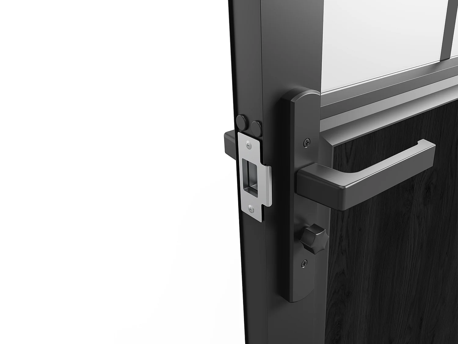 Puerta reversible de dos hojas en aluminio y vidrio templado esmerilado tipo taller - 2 x Alt. 204 x L93 cm - Negro - ERMELO