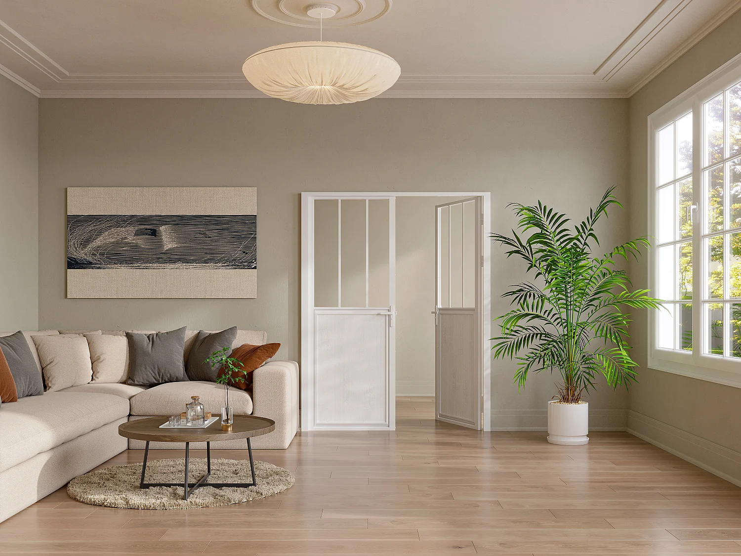 Bloc porte réversible à deux battants en aluminium et verre trempé style atelier - 2 x H204 x L73 cm - Blanc - ERMELO