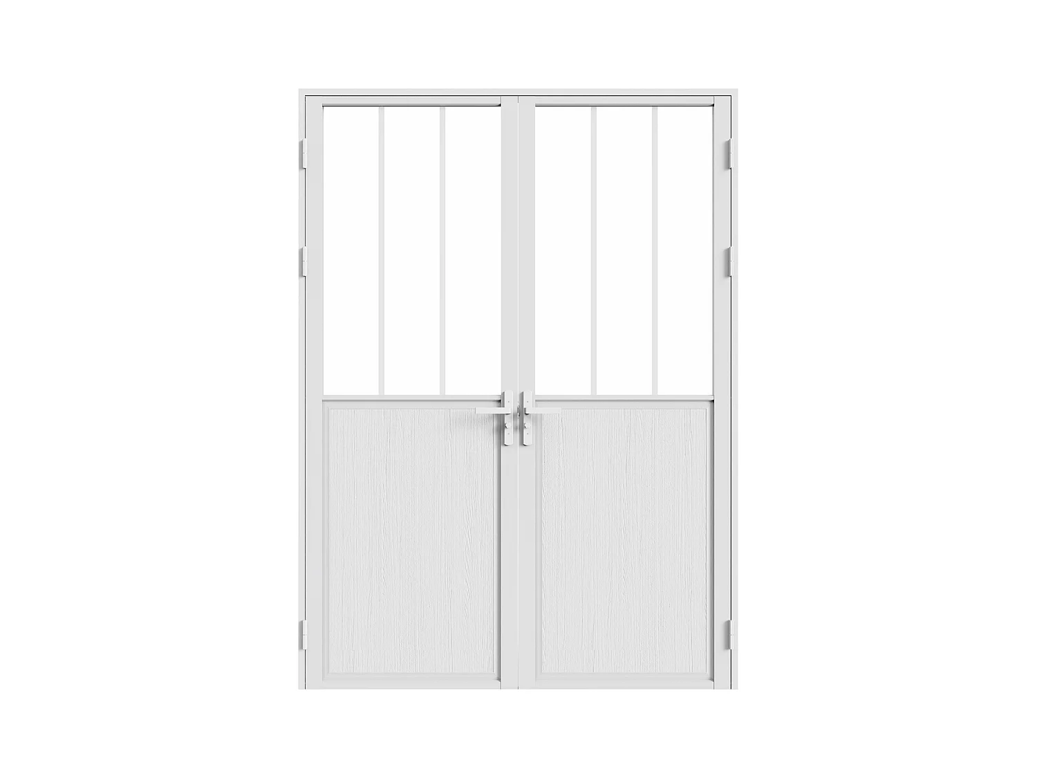 Bloc porte réversible à deux battants en aluminium et verre trempé style atelier - 2 x H204 x L73 cm - Blanc - ERMELO