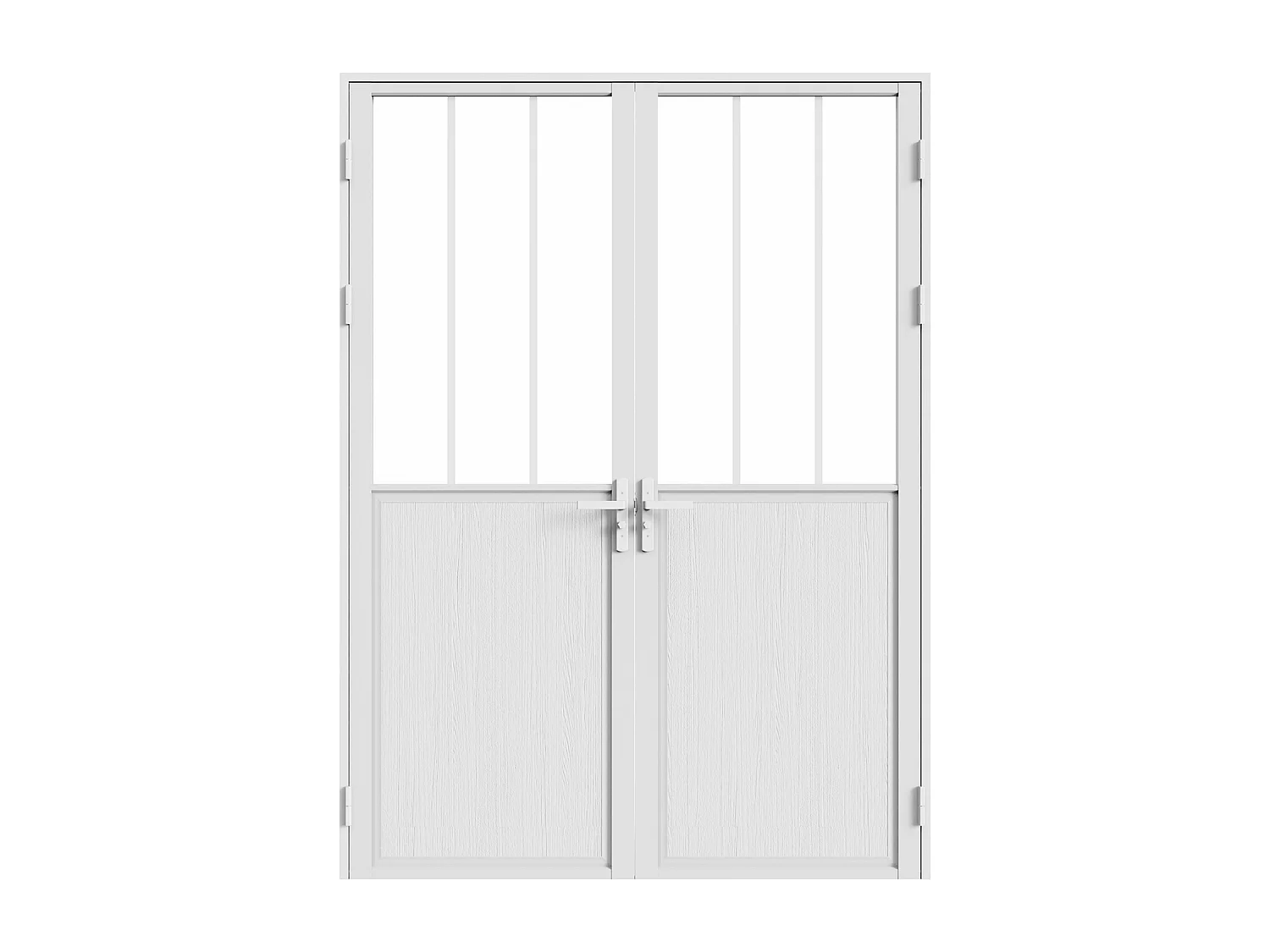 Reversibel dobbeltfløjet dørblok i aluminium og hærdet glas i atelierdesign - 2 x H204 x L73 cm - Hvid - ERMELO