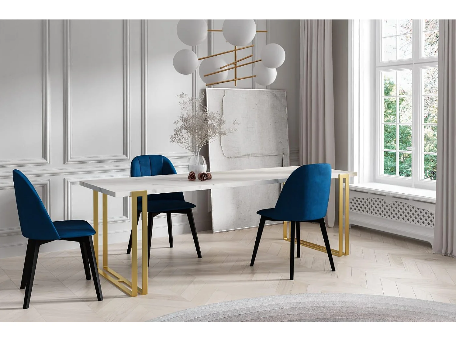 Table À Manger HORTEN DT80 80x220x76 Blanc