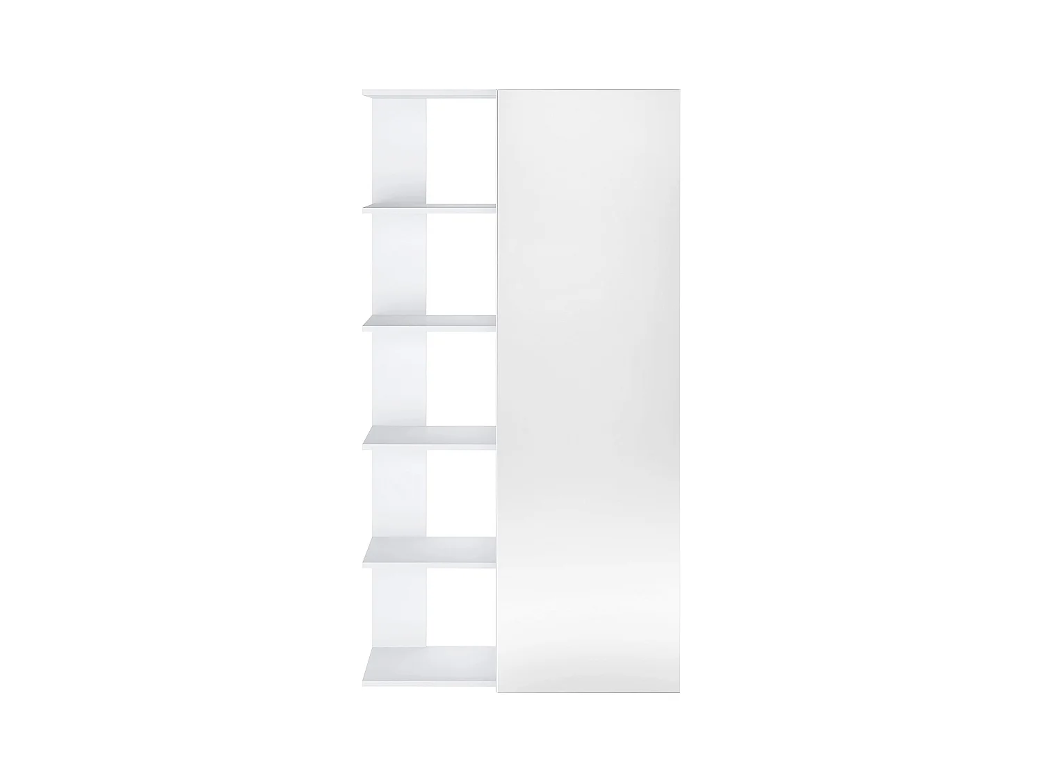 Meuble à chaussures avec 4 étagères et 1 porte miroir - Blanc - SYLANY