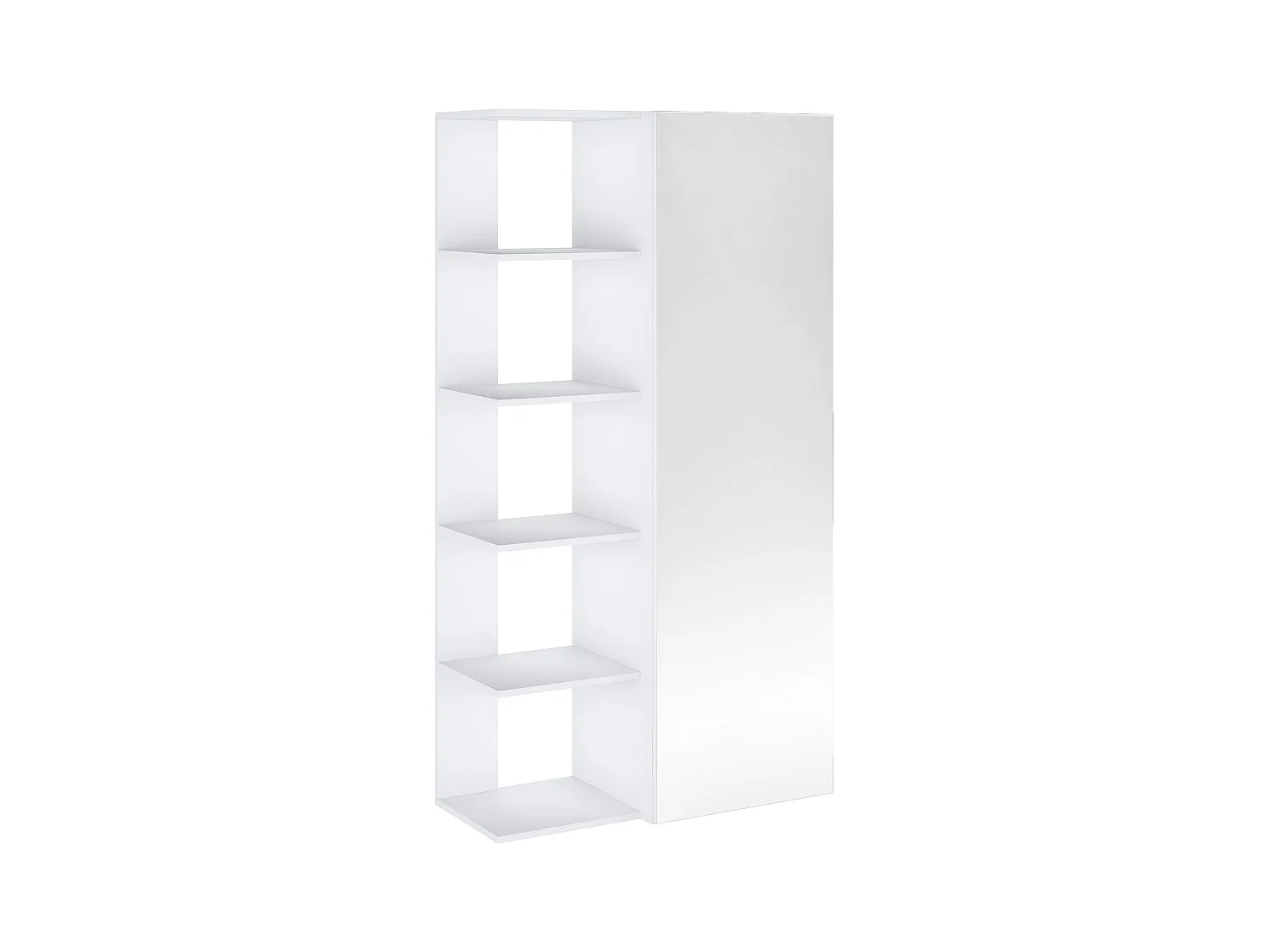 Mueble zapatero con 4 estantes y 1 puerta espejo - blanco - SYLANY