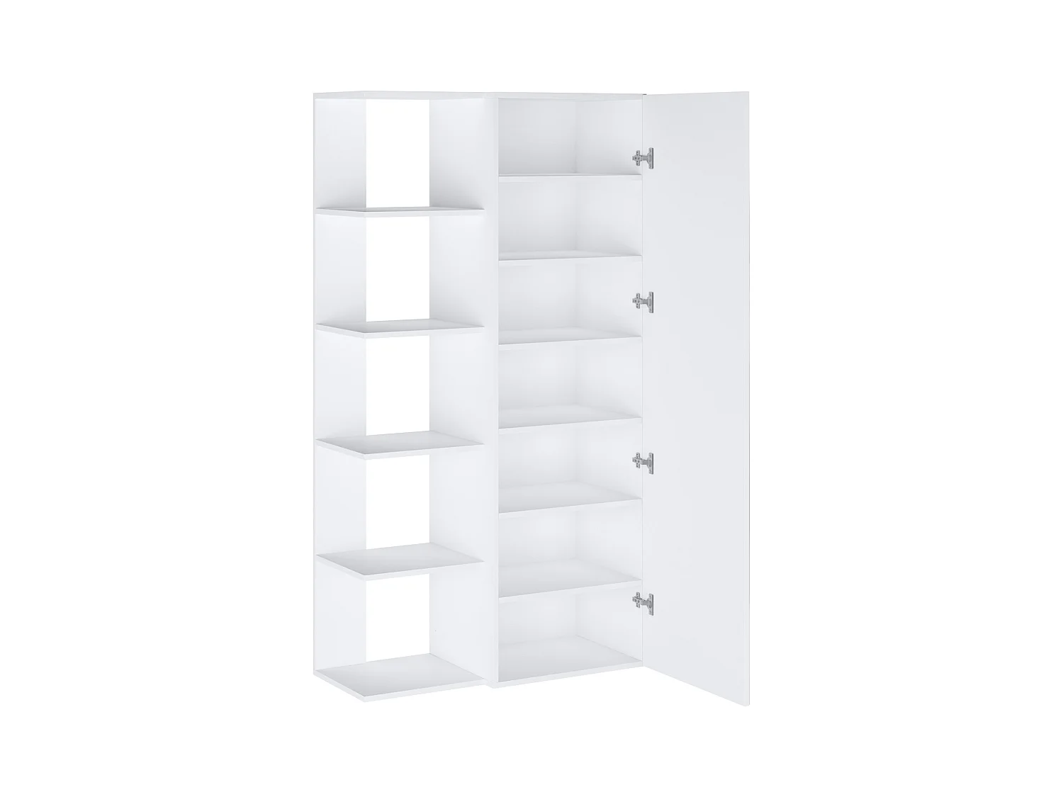 Mueble zapatero con 4 estantes y 1 puerta espejo - blanco - SYLANY