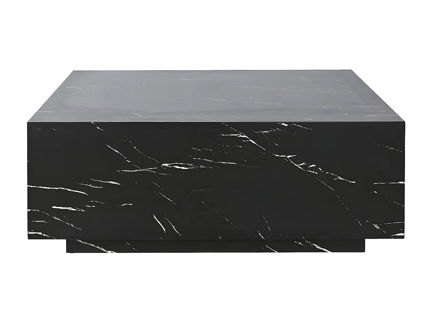 Table basse, table de salon carrée effet MDF effet marbre coloris noir - longueur 90 x profondeur 90 x Hauteur 35 cm