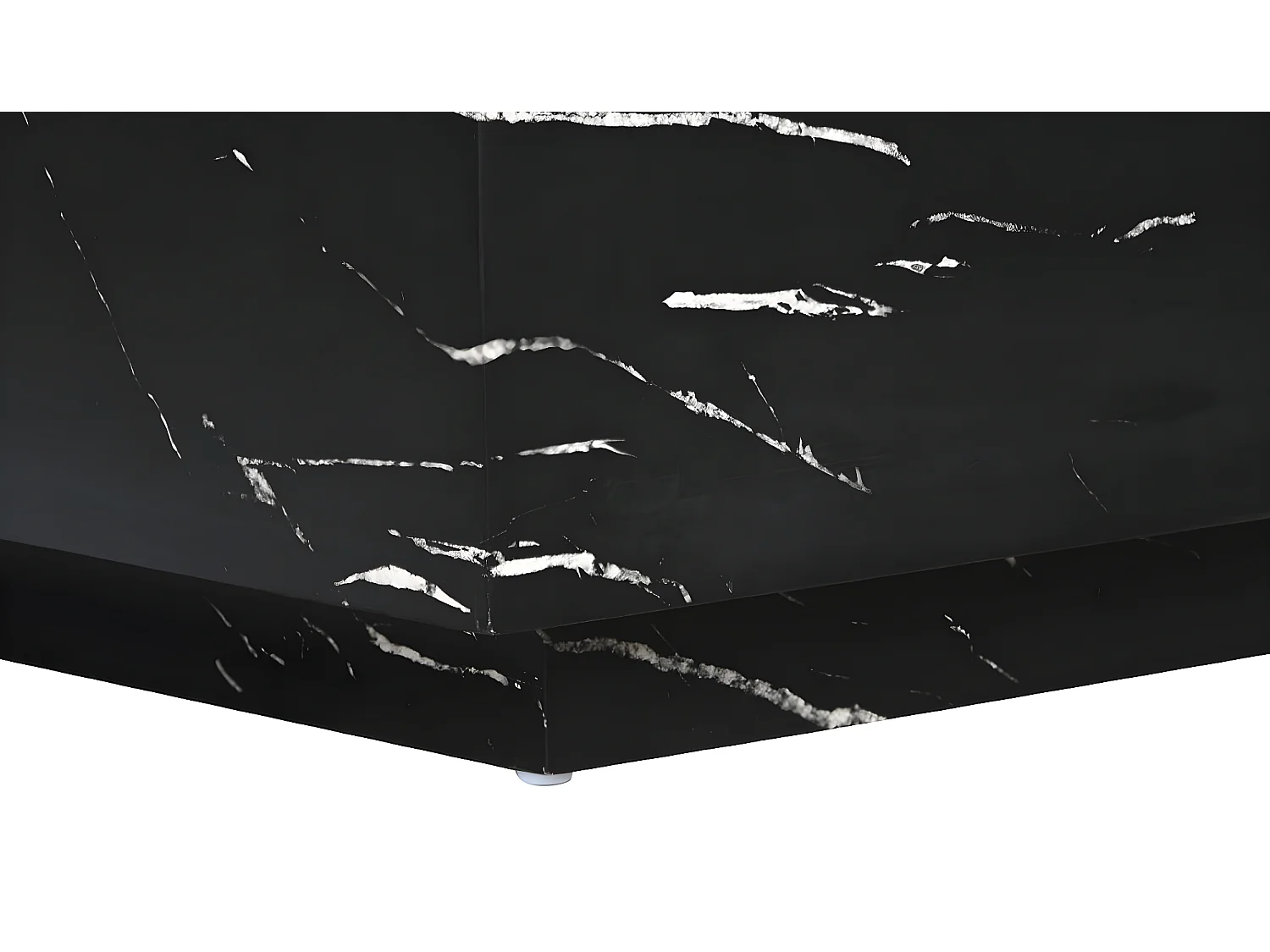 Table basse, table de salon carrée effet MDF effet marbre coloris noir - longueur 90 x profondeur 90 x Hauteur 35 cm