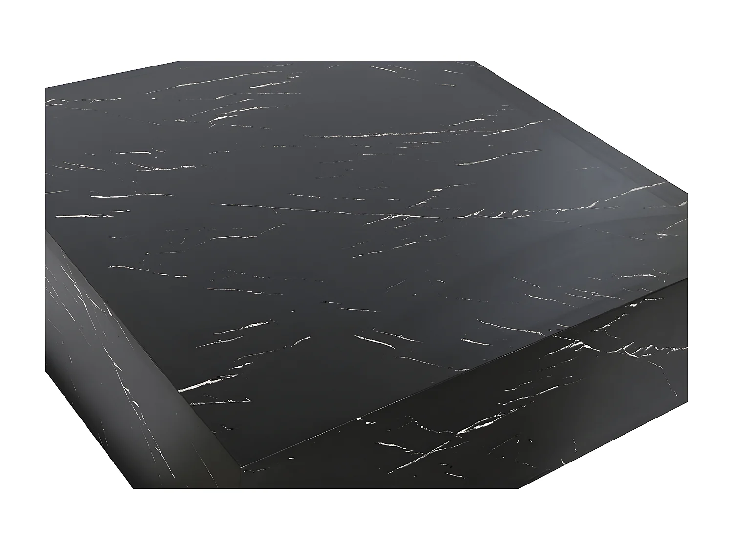 Table basse, table de salon carrée effet MDF effet marbre coloris noir - longueur 90 x profondeur 90 x Hauteur 35 cm