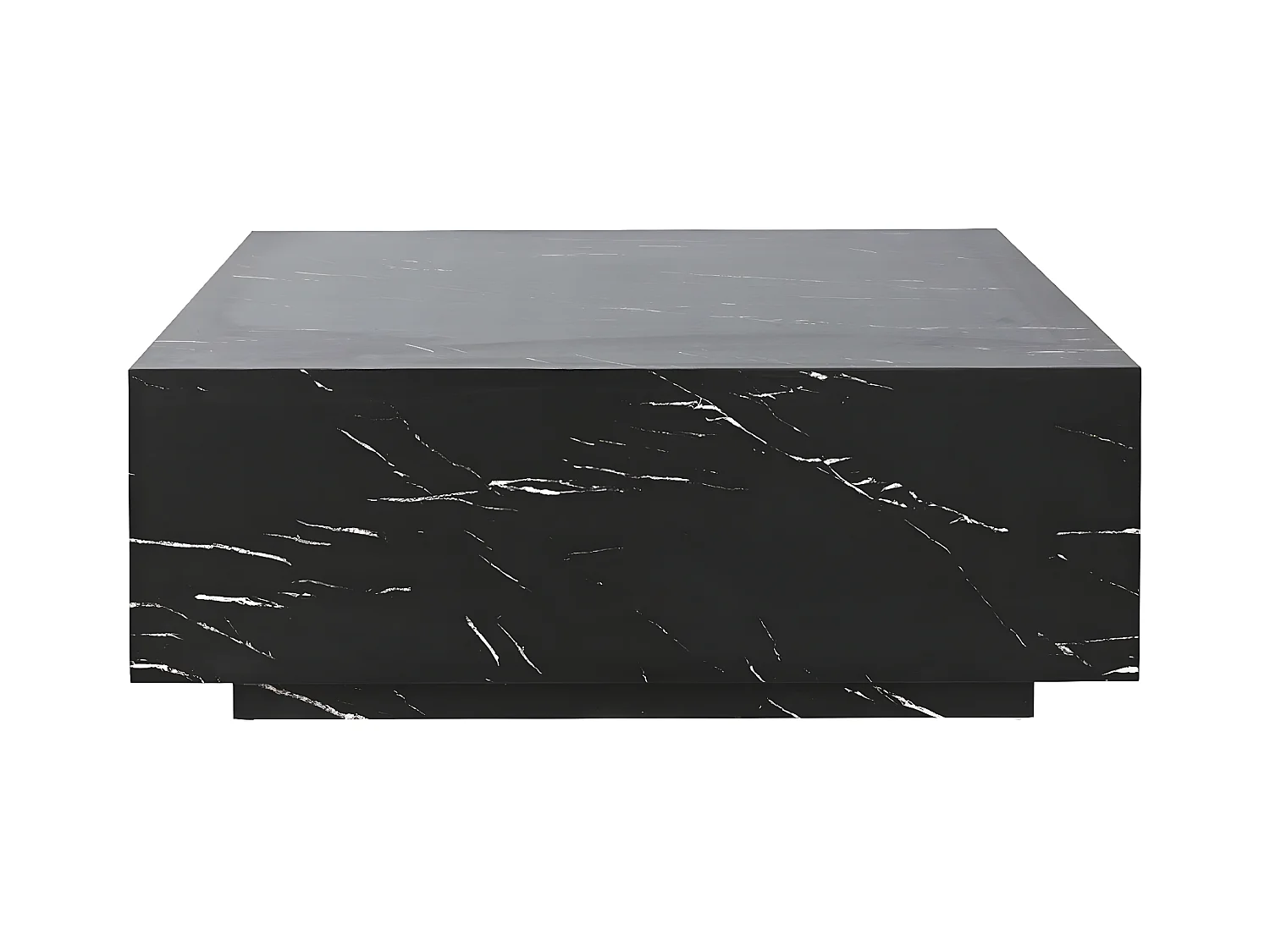 Table basse, table de salon carrée effet MDF effet marbre coloris noir - longueur 90 x profondeur 90 x Hauteur 35 cm