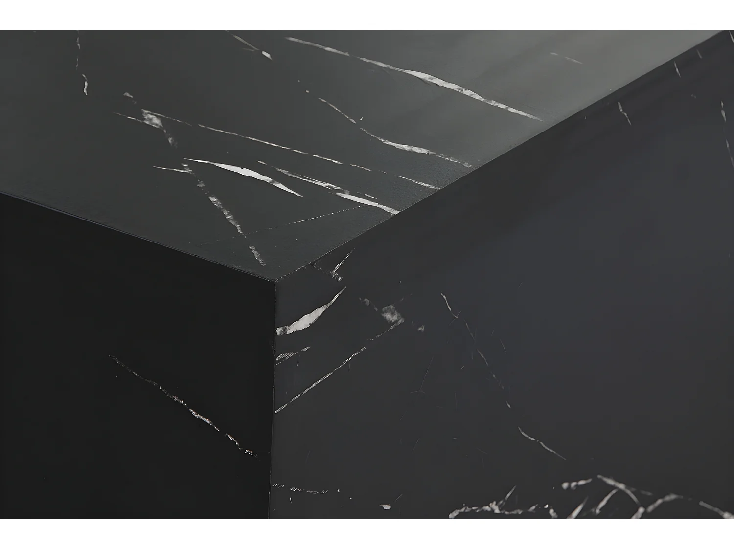 Table basse, table de salon carrée effet MDF effet marbre coloris noir - longueur 90 x profondeur 90 x Hauteur 35 cm