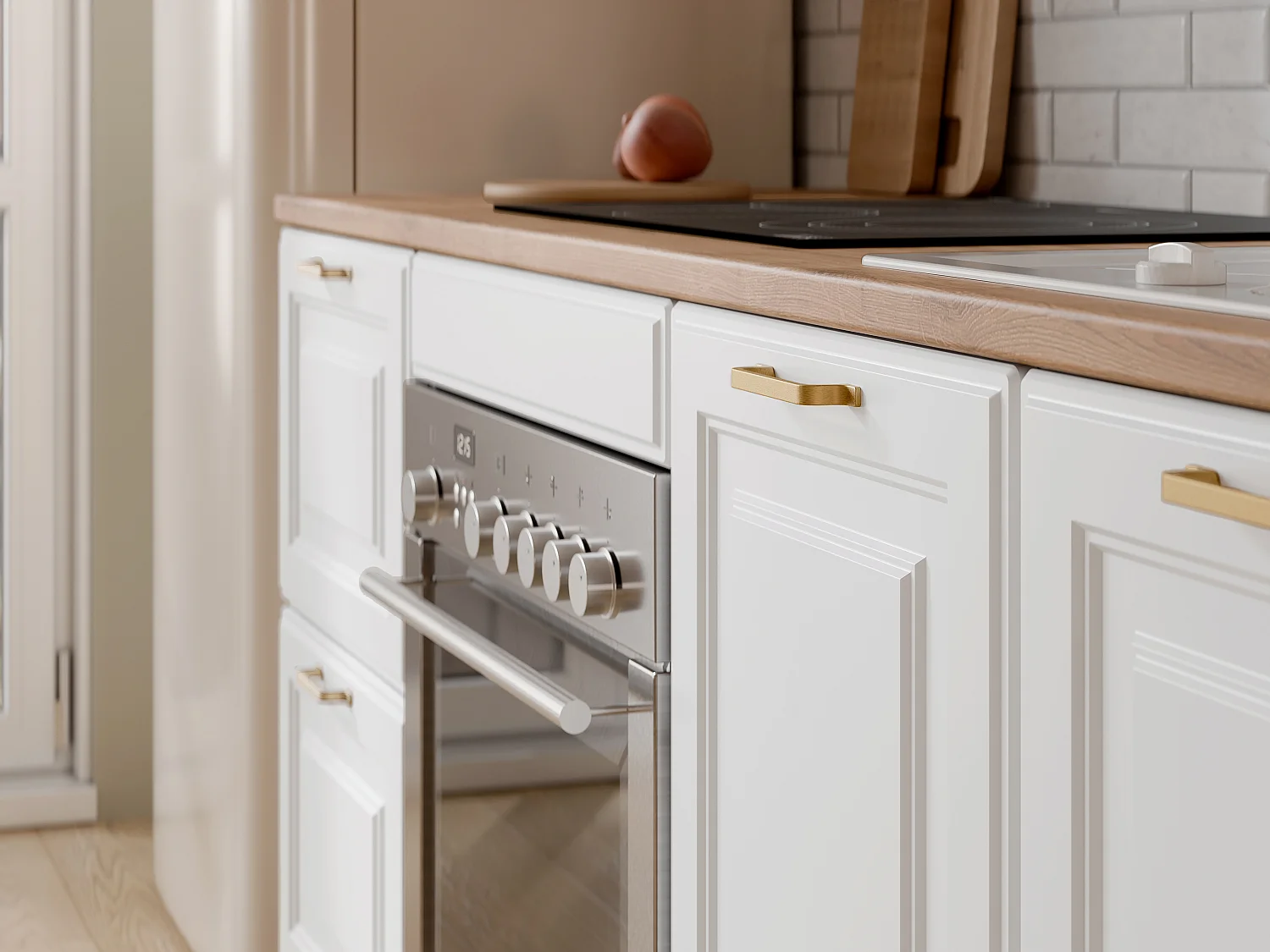 Cuisine complète - Avec plan de travail 200 cm - Blanc et naturel - CELOMIA