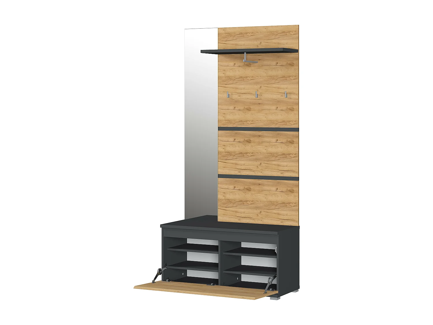 Armario de recibidor estilo roble navarro y gris antracita CHICAGO