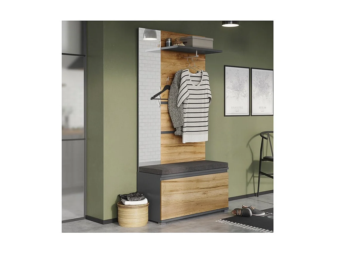 Armario de recibidor estilo roble navarro y gris antracita CHICAGO