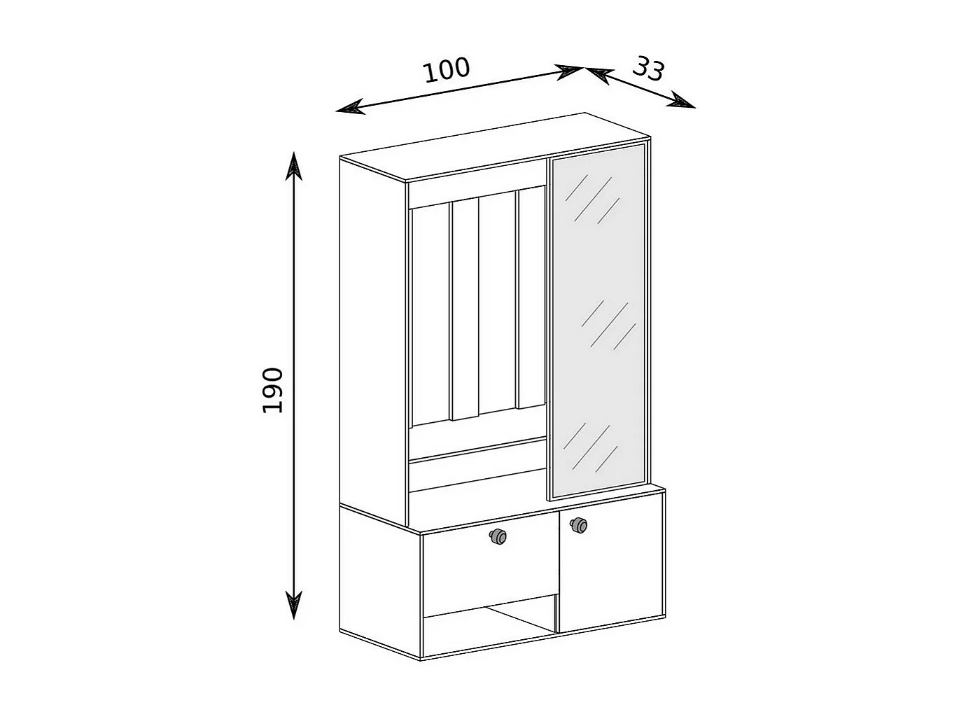 Guardarropa de entrada de diseño en color grafito con espejo y ganchos metálicos Macao
