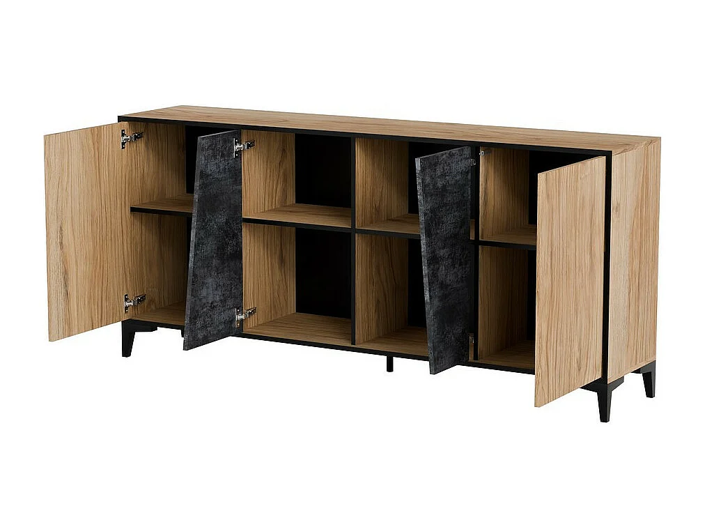 Credenza Ludwig a 4 ante di design in rovere e cemento