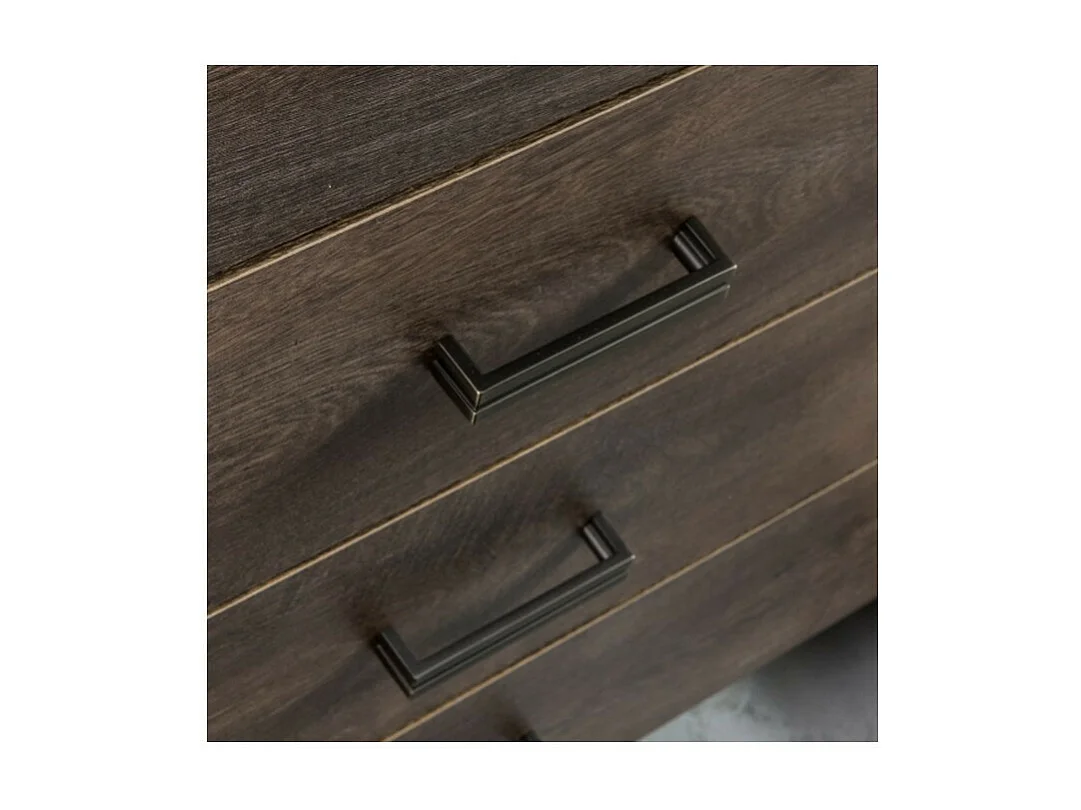 Grande cassettiera in frassino scuro con maniglie in metallo Forever