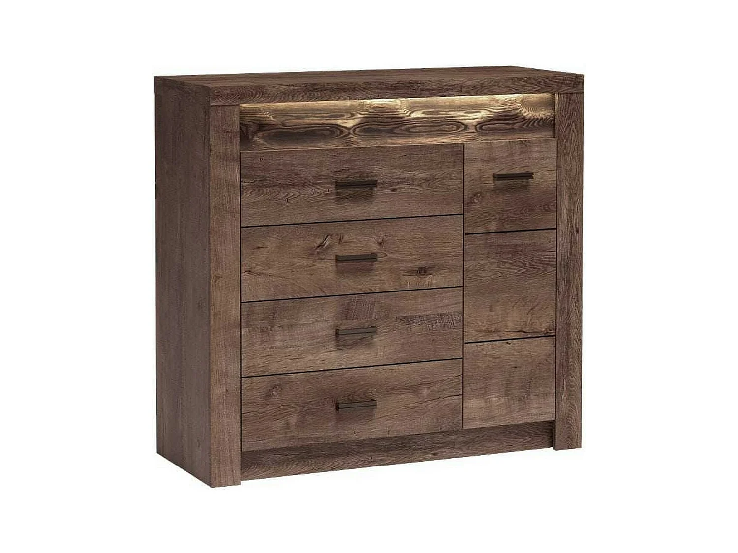 Grande commode design cendre foncé avec poignées en métal Forever