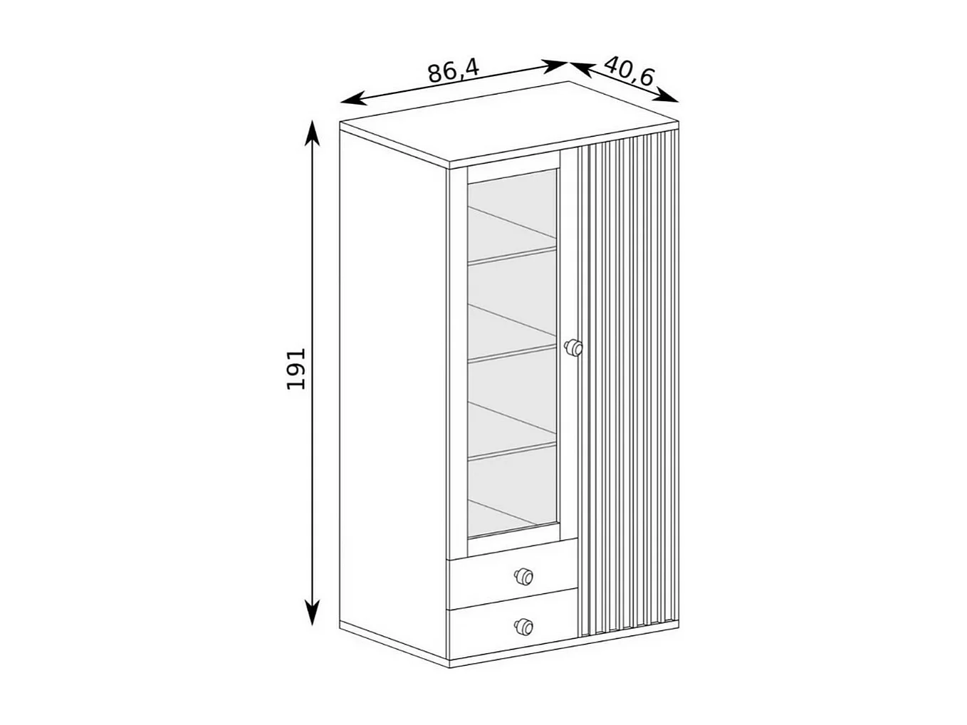 Vetrina Hendall in rovere con piedi in metallo nero