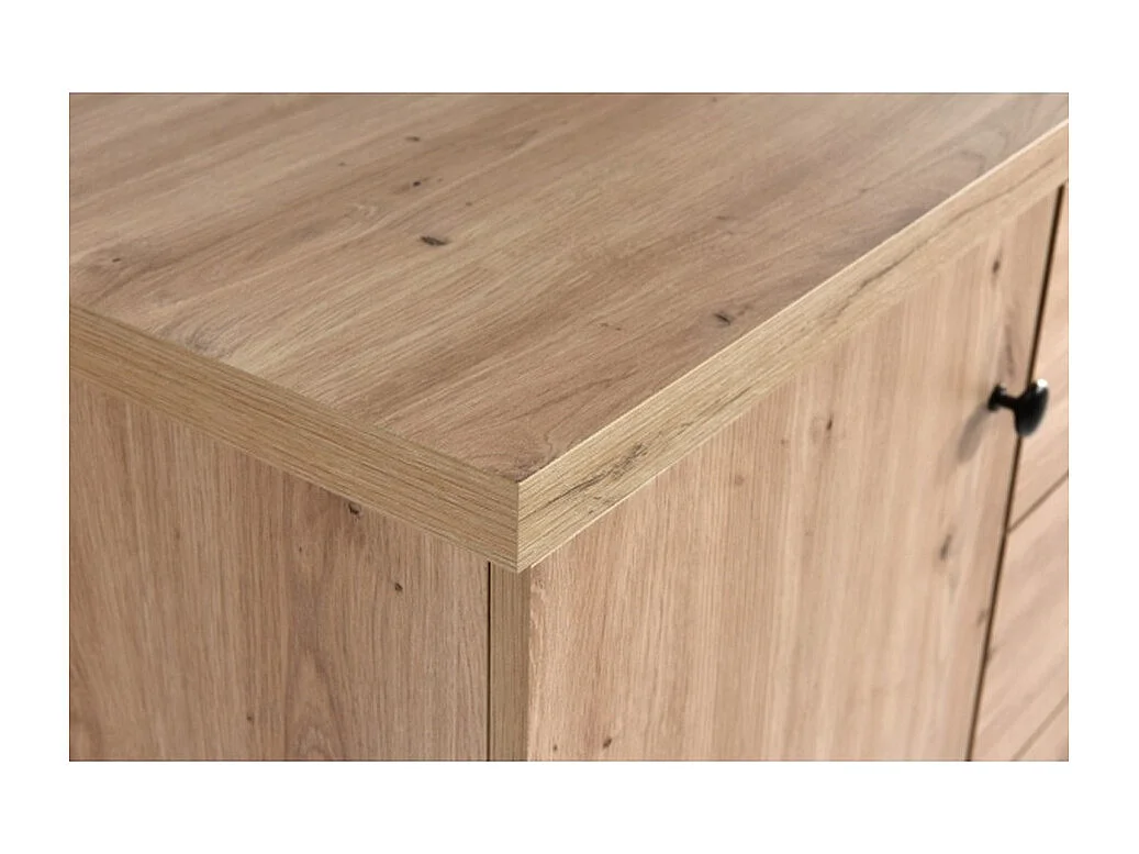 Porta TV Hendall in rovere con gambe in metallo nero