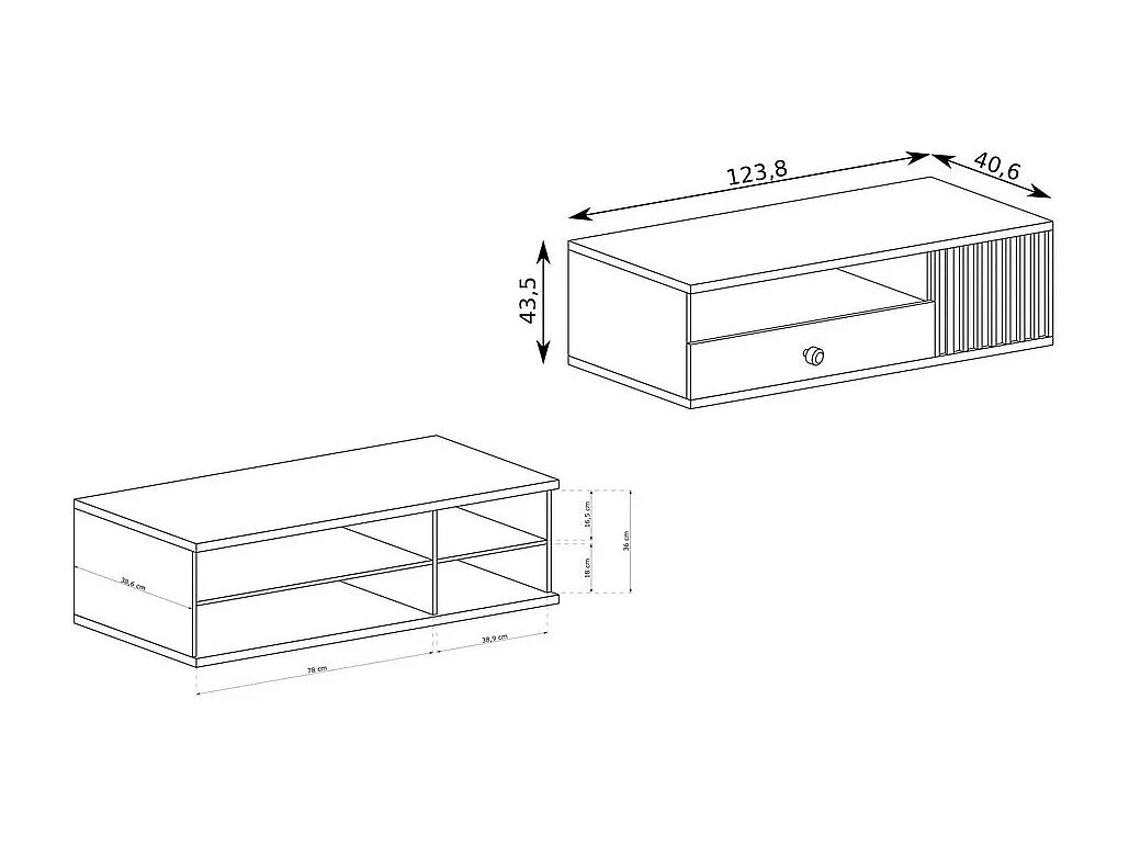 Meuble TV aspect chêne avec pieds en métal noir Hendall