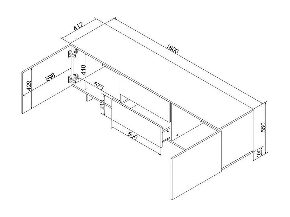 Porta TV Jude beige a 2 ante e 2 cassetti
