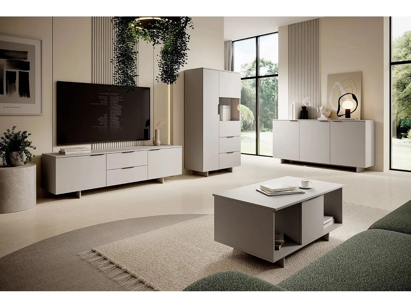 Porta TV Jude beige a 2 ante e 2 cassetti