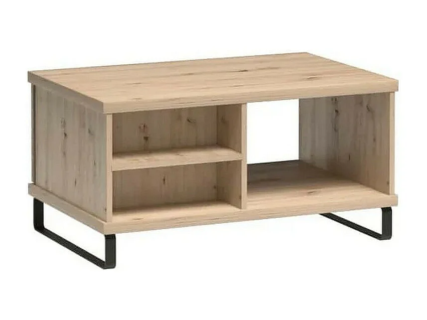 Tavolino Hendall in rovere con gambe in metallo nero