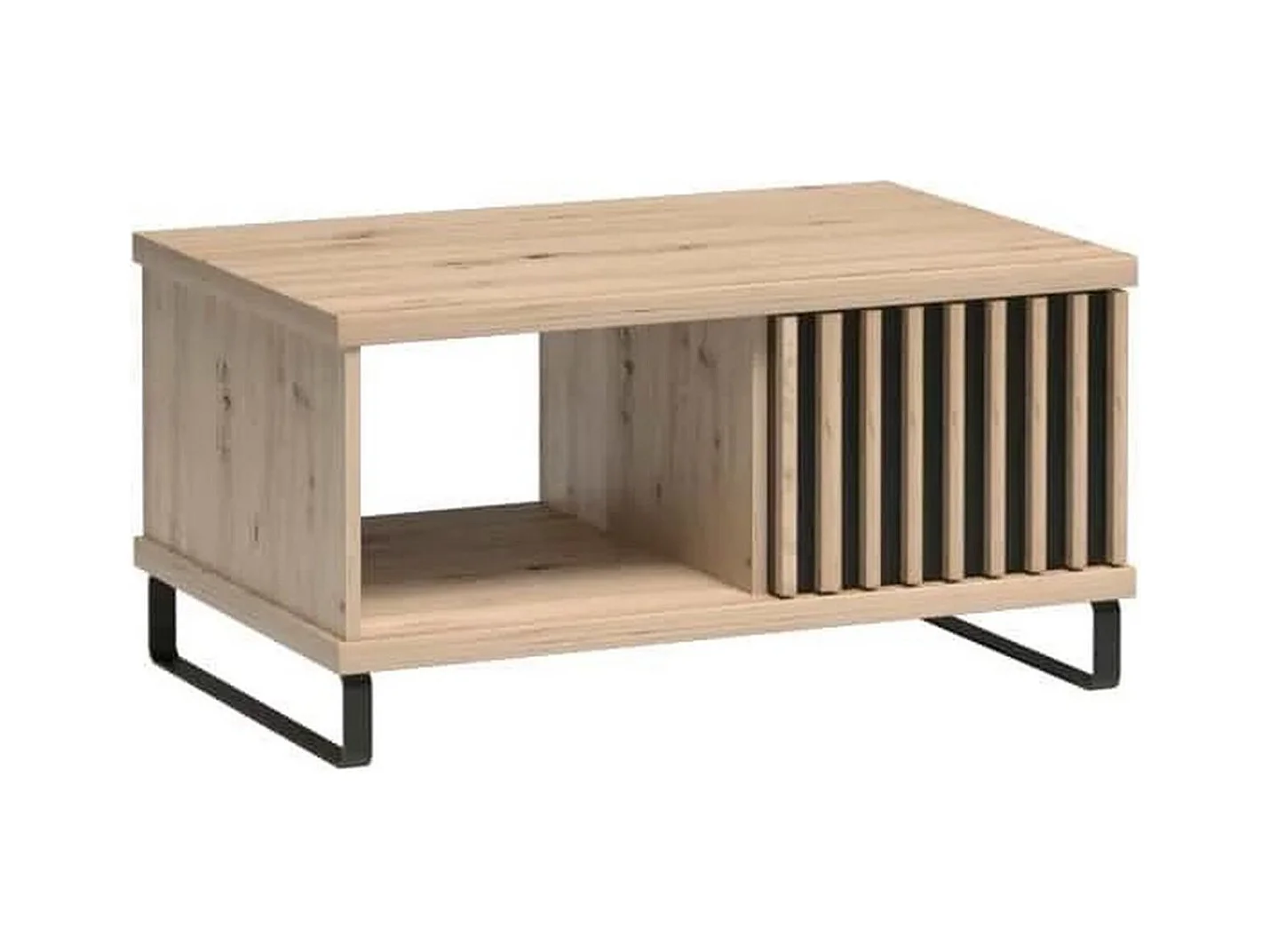 Table basse aspect chêne avec pieds en métal noir Hendall