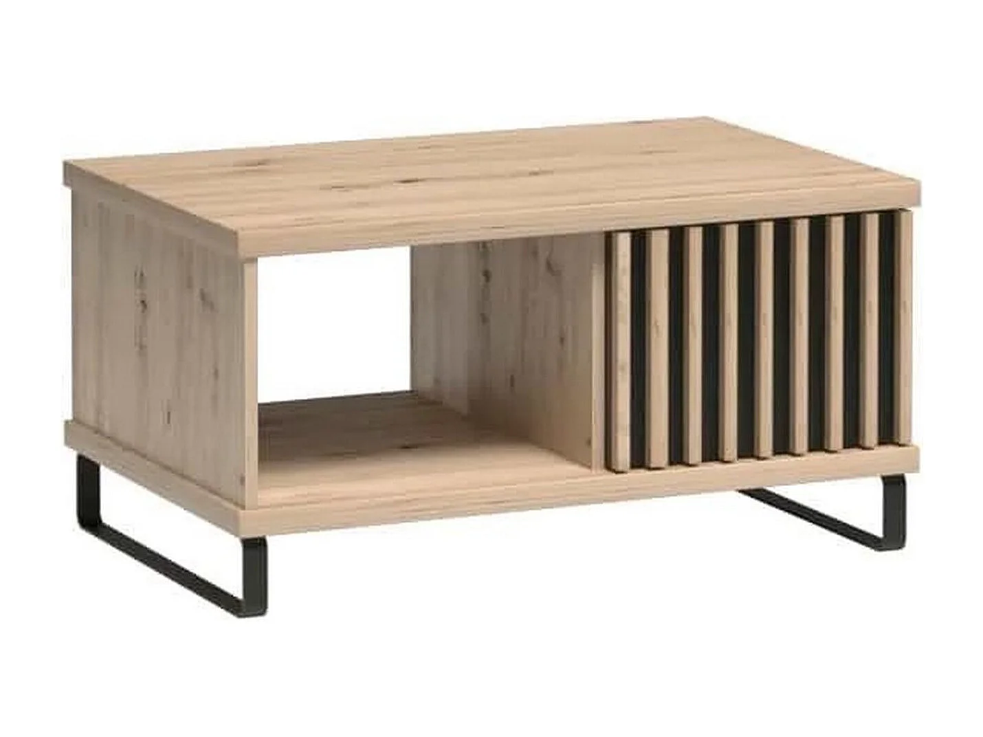 Tavolino Hendall in rovere con gambe in metallo nero