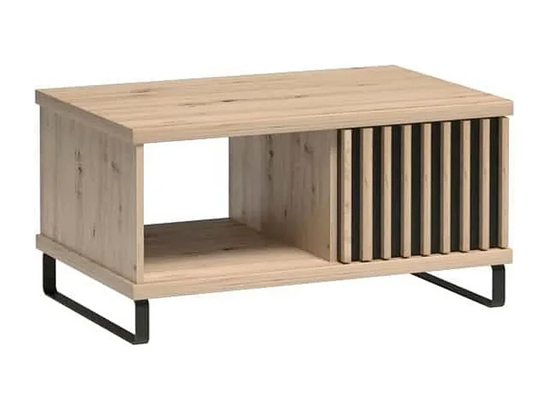 Table basse aspect chêne avec pieds en métal noir Hendall