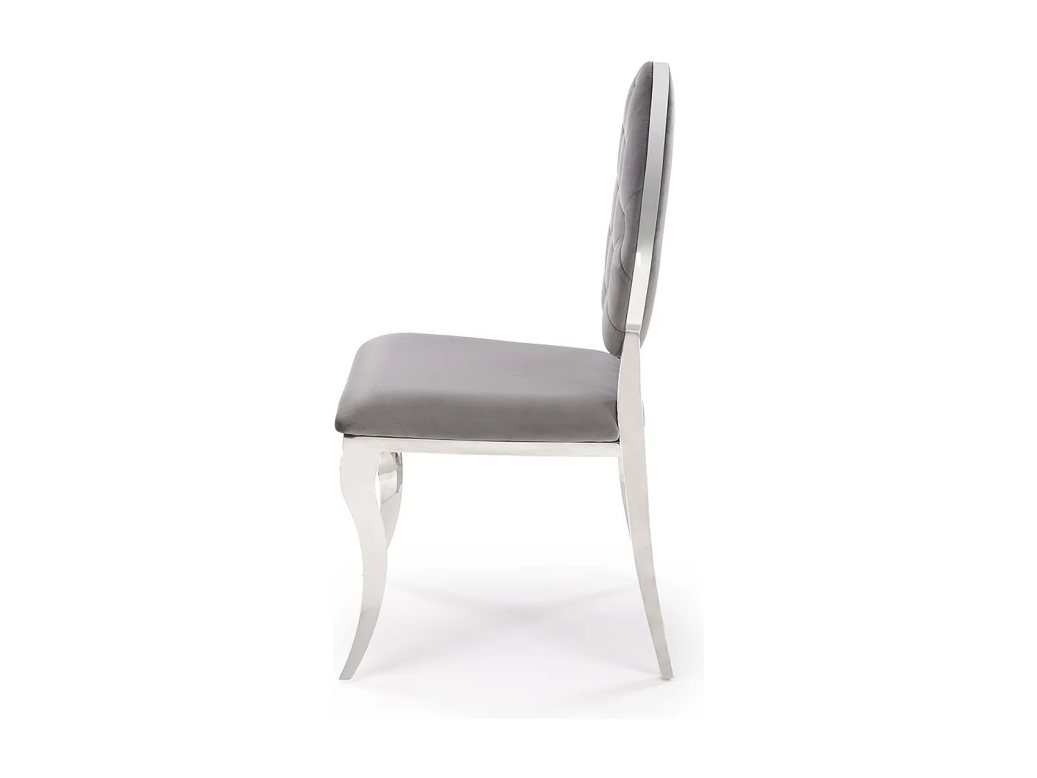 Chaise design en velours gris avec structure en métal argenté Canica