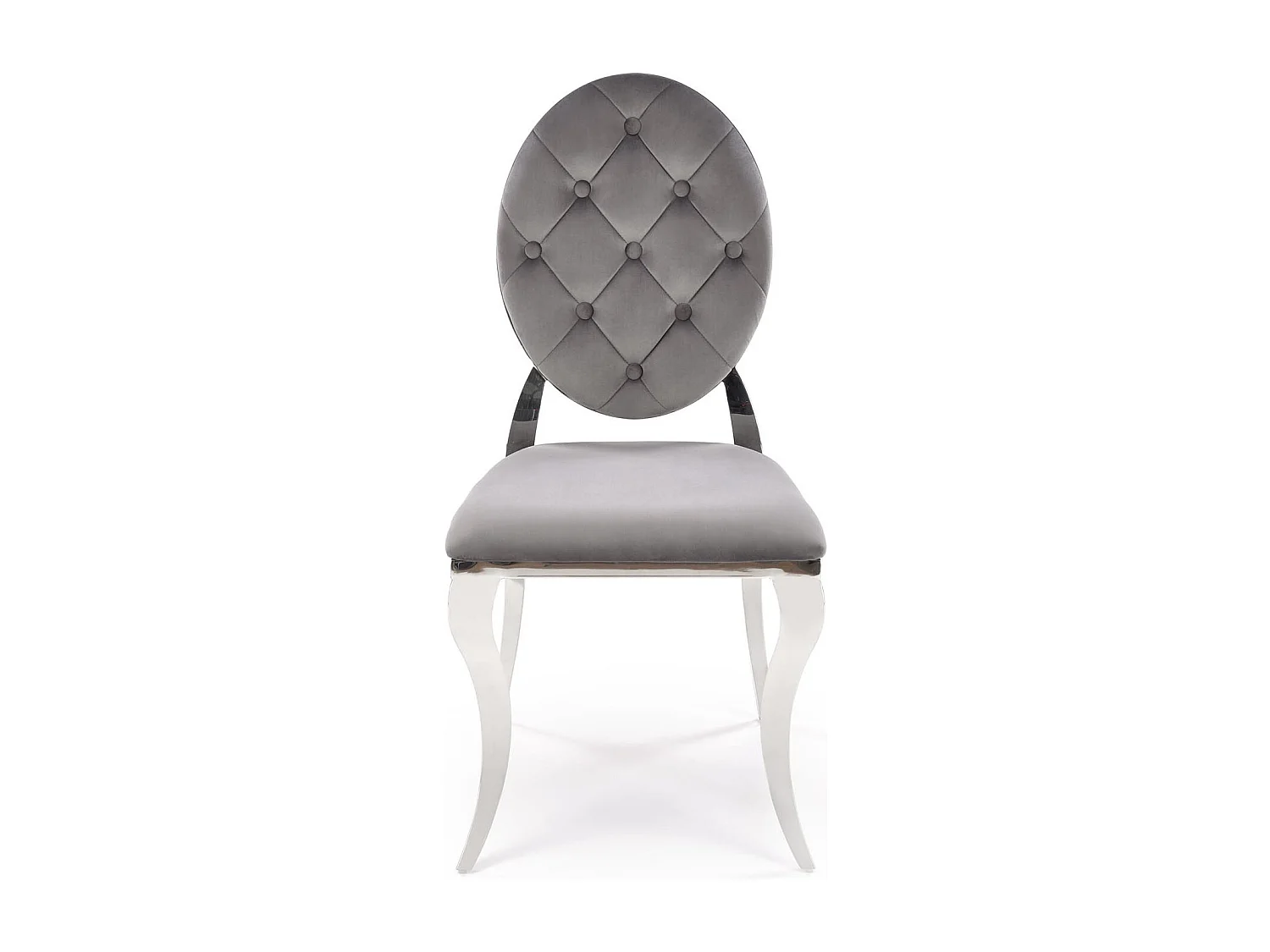 Chaise design en velours gris avec structure en métal argenté Canica
