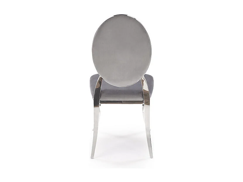 Chaise design en velours gris avec structure en métal argenté Canica