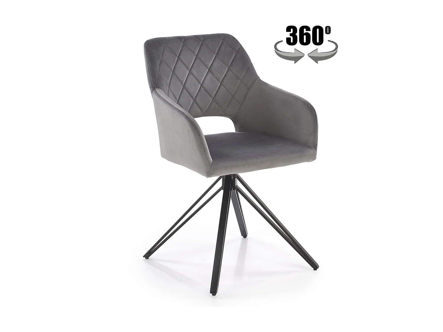 Silla de comedor giratoria de diseño en terciopelo gris Viktor