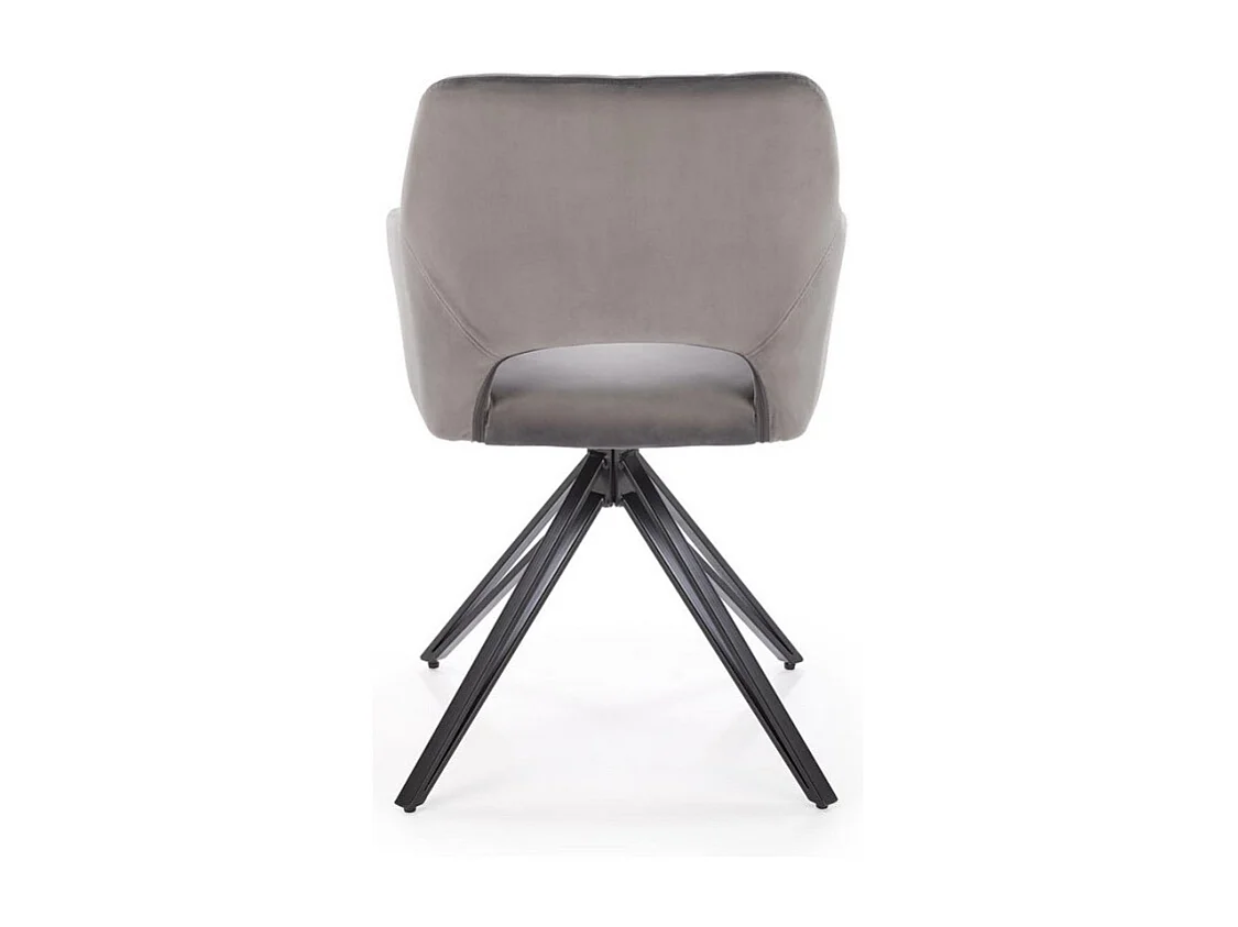 Silla de comedor giratoria de diseño en terciopelo gris Viktor