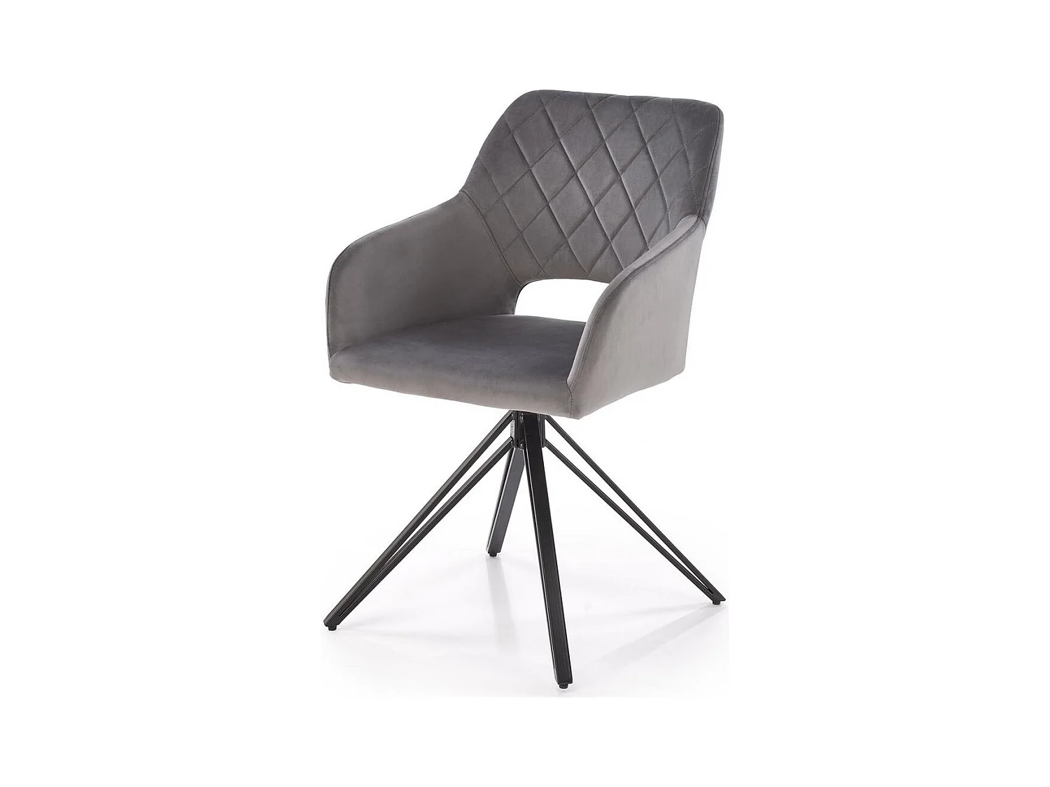 Chaise de salle à manger design pivotante en velours gris Viktor