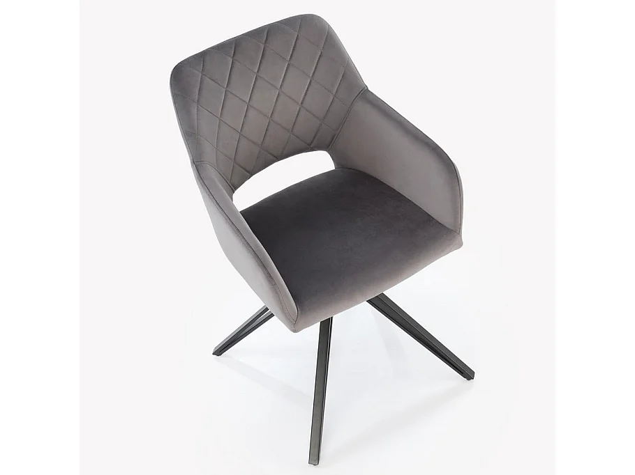 Sedia da pranzo girevole di design Viktor in velluto grigio