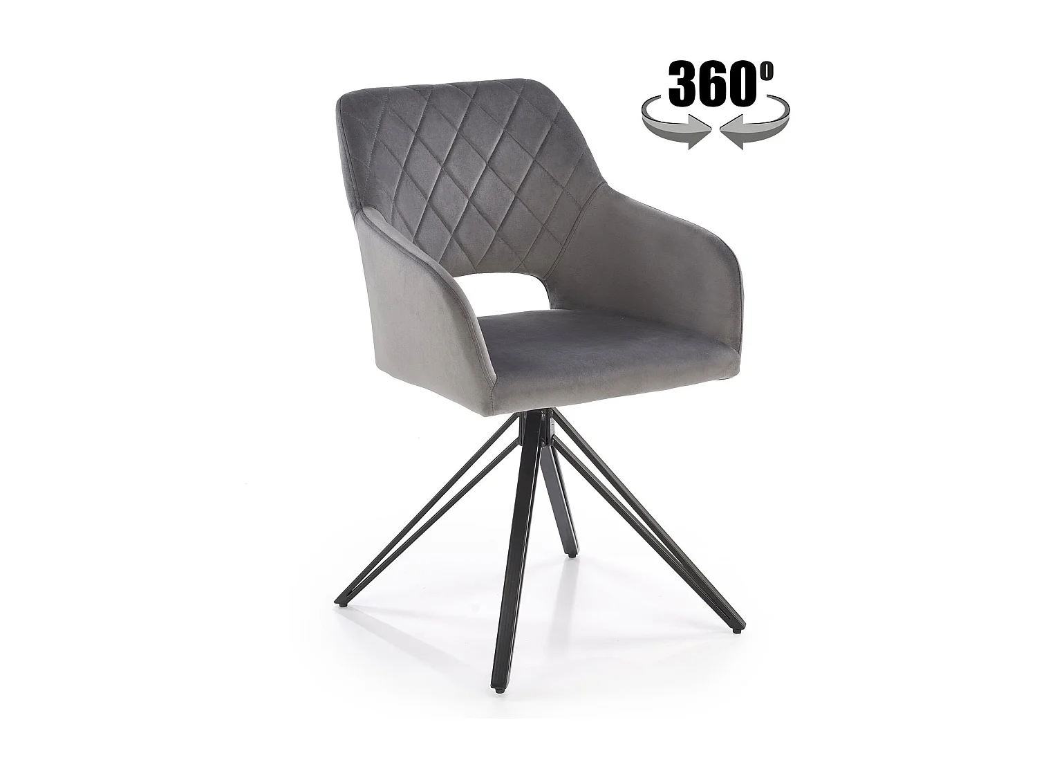 Chaise de salle à manger design pivotante en velours gris Viktor