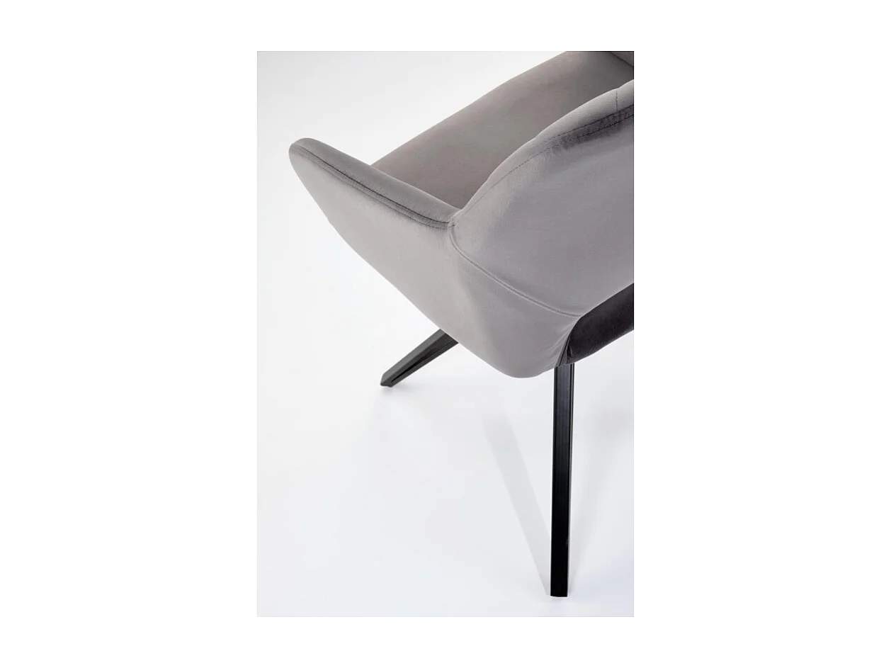 Chaise de salle à manger design pivotante en velours gris Viktor