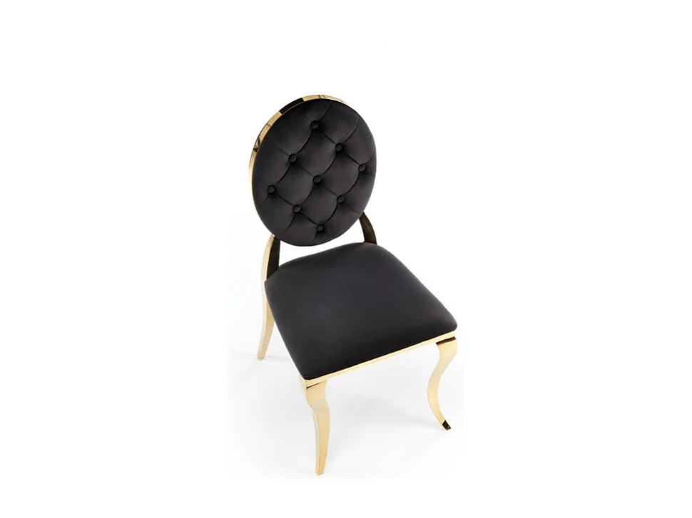 Chaise design en velours noir avec structure en métal doré Caracol