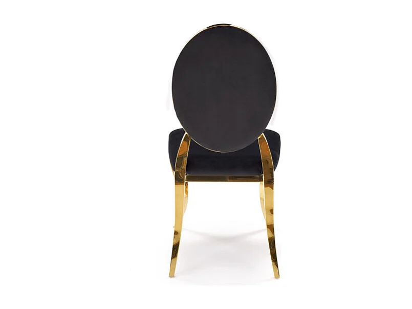 Chaise design en velours noir avec structure en métal doré Caracol