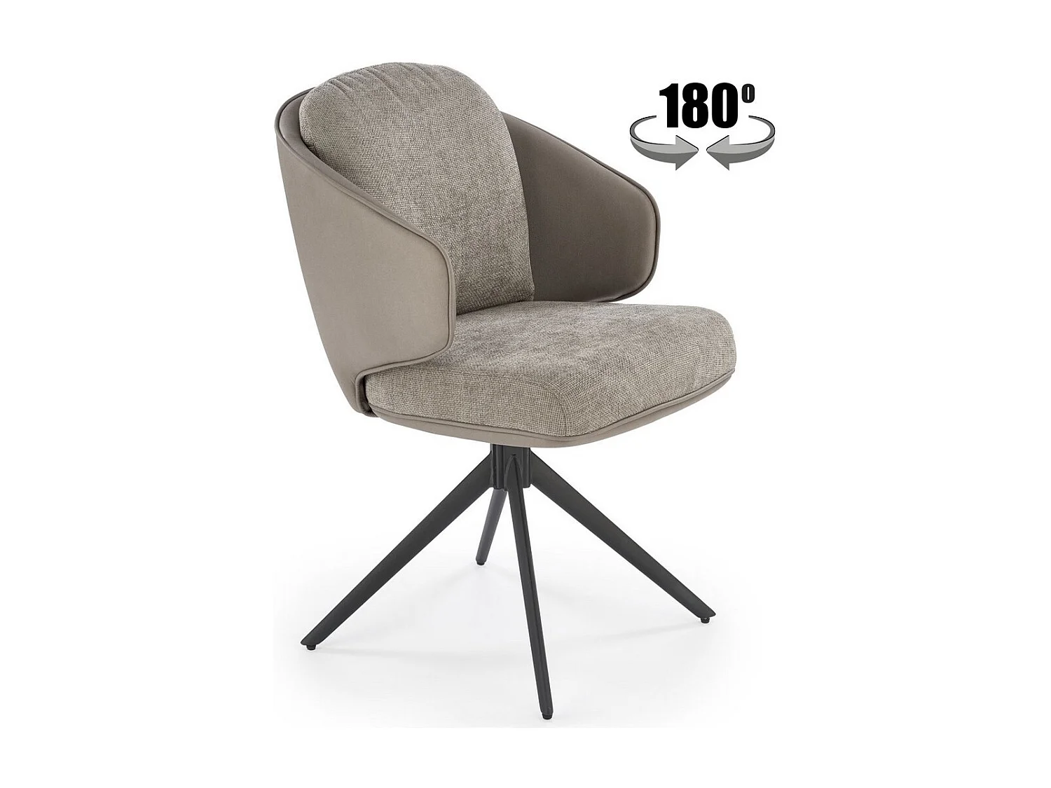 Chaise pivotante design en éco-cuir et tissu gris Acoro