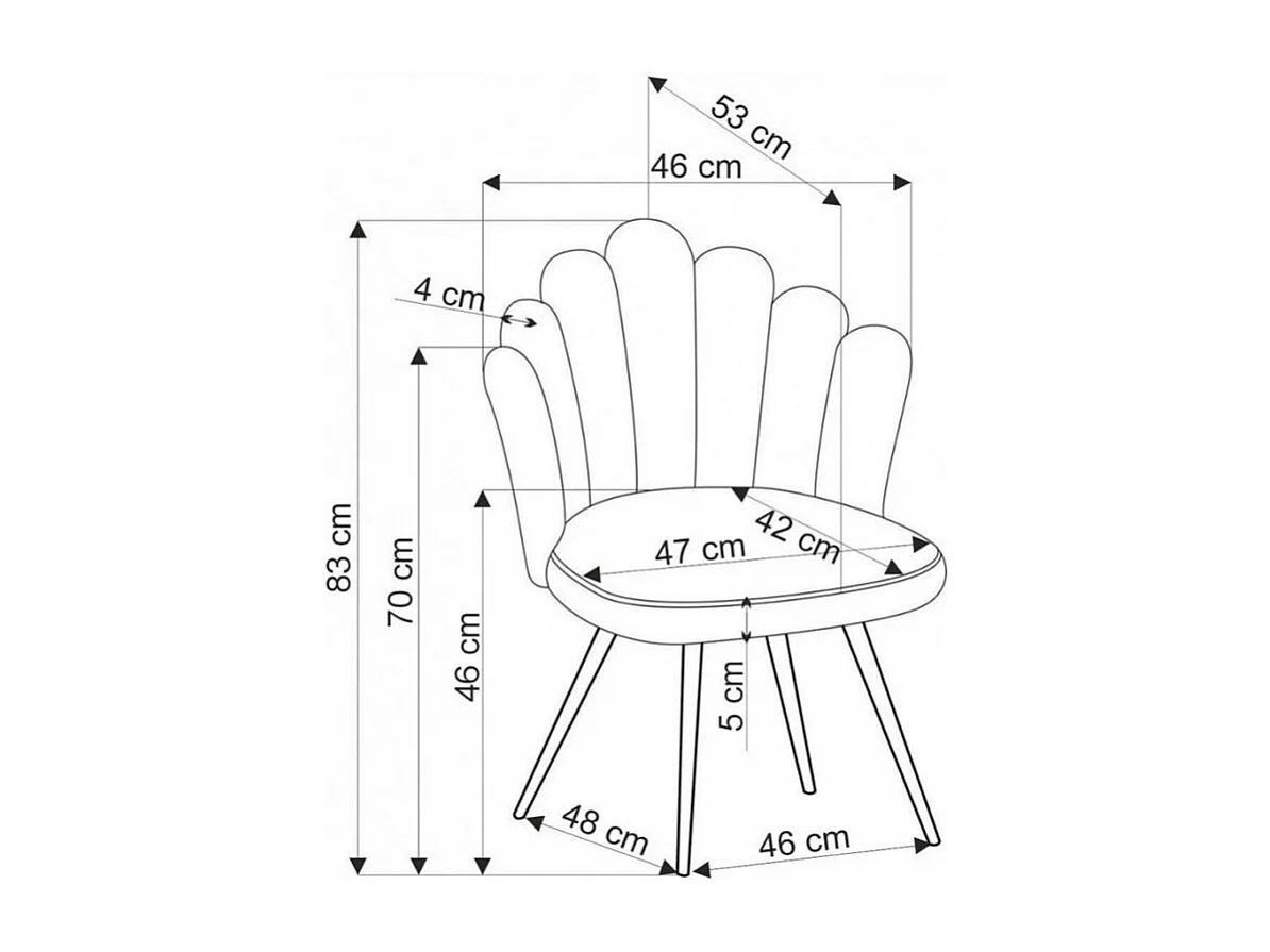 Chaise tissu beige dossier coquillage Aline