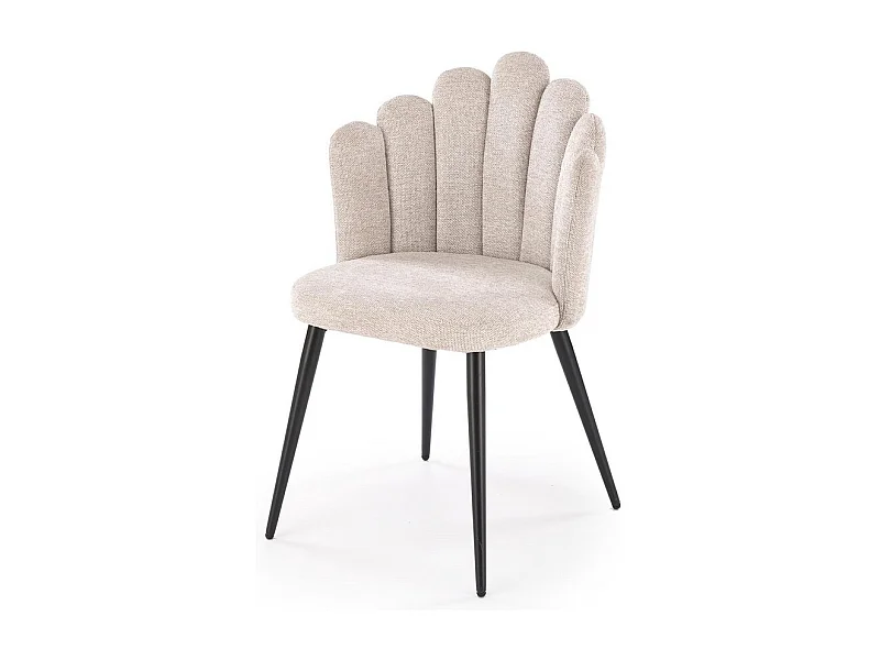 Chaise tissu beige dossier coquillage Aline