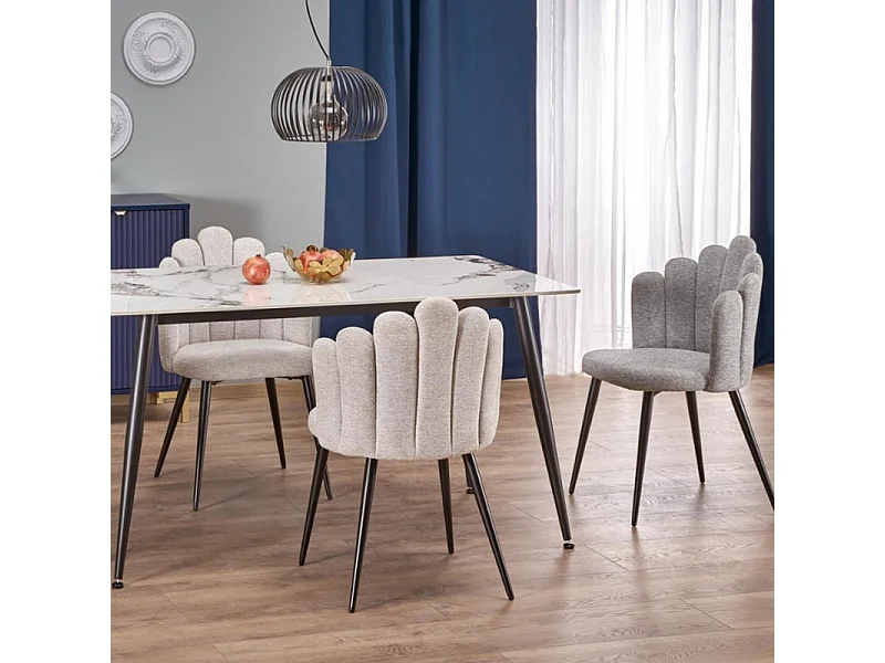 Silla de carcasa de tela gris Aline