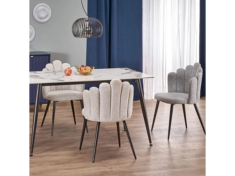 Chaise coquillage en tissu gris Aline