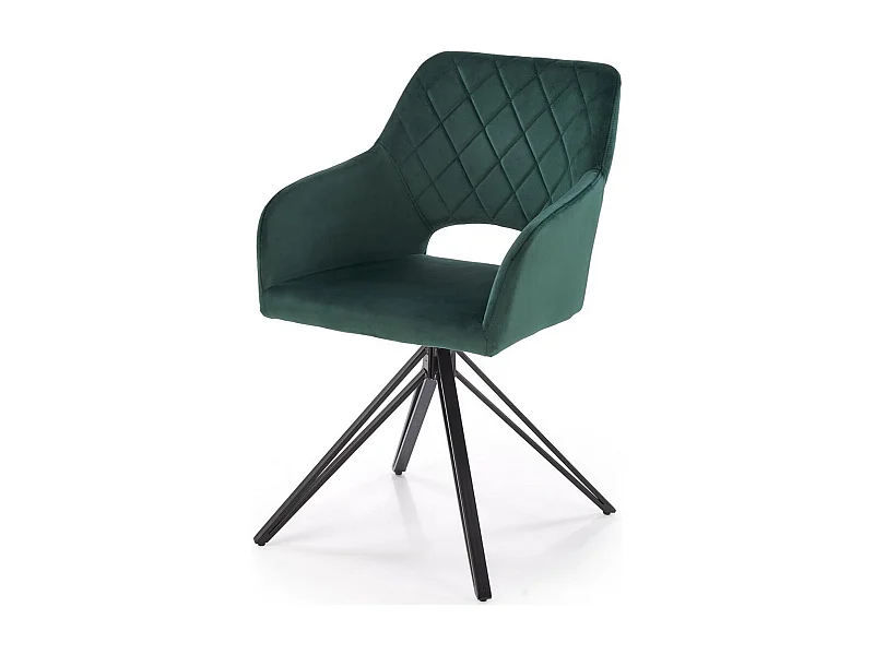 Chaise design pivotante en velours vert foncé Viktor