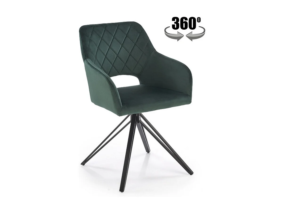 Chaise design pivotante en velours vert foncé Viktor