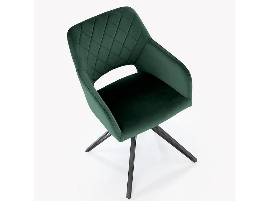 Chaise design pivotante en velours vert foncé Viktor