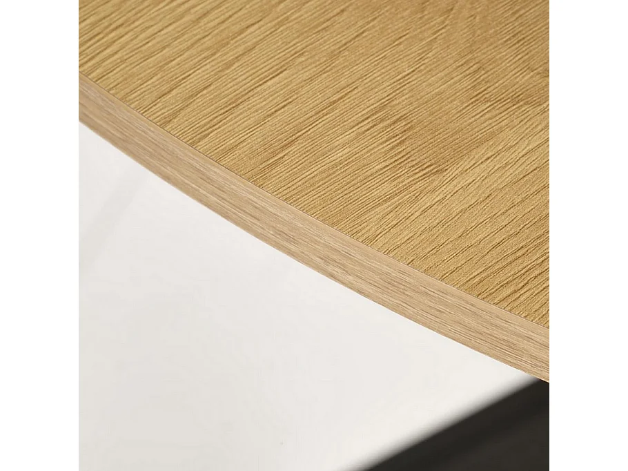 Tavolo da pranzo rotondo da 100 cm con piano in rovere dorato e gambe nere EDGAR